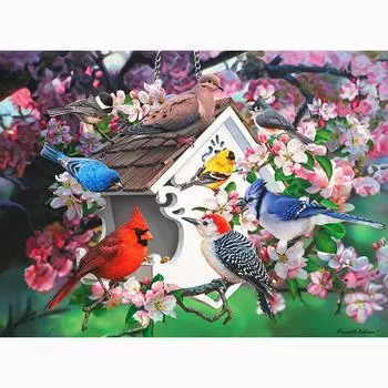5D DIY Алмазная картина Полная круглая дрель Птица вечеринка Алмазная вышивка крестом 20X30CM