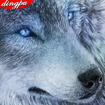 5D DIY Алмазная картина Полная круглая голова волка Алмазная мозаика Животное Алмазная вышивка 30x30CM