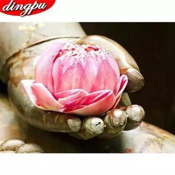 5D DIY Алмазная картина Религия Полная дрель Круглая вышивка Будда Украшение для дома 20X30CM