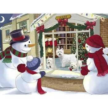5D DIY Алмазная картина Рождественский снеговик Вышивка крестом Стразы Мозаика Украшение 20X30CM