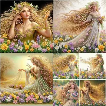 5D DIY Частичная дрель специальной формы Набор для алмазной живописи Девушка Украшение AU CX058