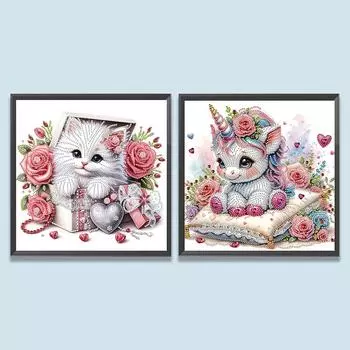 5D DIY Частичная специальная форма сверла Алмазная картина Серия животных Кошка Единорог армия зеленый