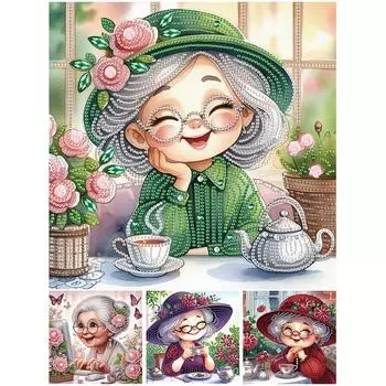 5D DIY Частичная специальная форма сверла Алмазная картина Бабушка Домашнее украшение # AT178