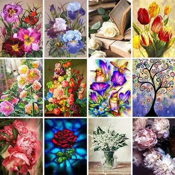 5D DIY цветок алмазная живопись картина полная круглая Алмазная вышивка горный хрусталь мозаика домашний декор подарок набор для вышивки крестом Full Round 20x30CM