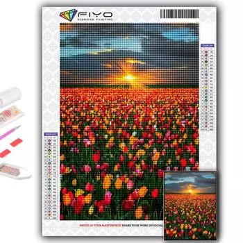 5D DIY цветы тюльпаны вышивка крестиком стразы Алмазный рисунок вышивка мозаика домашний декор Full Round 20X30CM