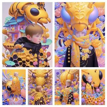5d Diy Diamant Painting Cute Angel Bee Elf All Crystal Embroidery Set Decoration Children s Room Wall Decoration Gift Full Round 20x30CM