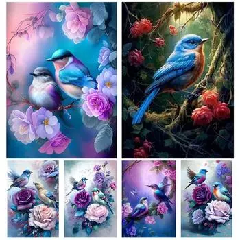 5D DIY Diamond New Flower and Bird Animal Diamond Вышивка Мозаика Ювелирные Изделия Вышивка Крестом Вышивка Украшения Дома Подарок Full Round 20x30CM