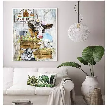 5D Diy Diamond Painting Две бедные коровы Набор для вышивки крестом Полная алмазная вышивка Мозаичное искусство Картина из страз Декор Подарок Full Round 20x30cm