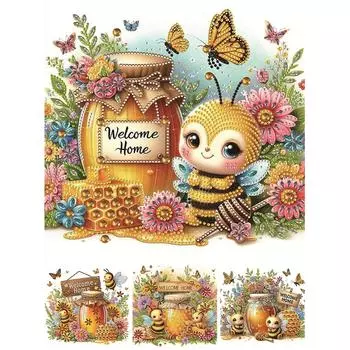 5D DIY Diamond Painting Honeybee Honey Series Partial Special Shaped Drill Diamond Painting Kit Bee Decoration