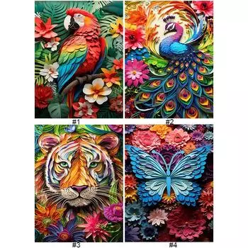5D DIY Полный Круглый Дрель Алмазная Картина Бумага Искусство Животное Набор Домашний Декор # ZSH980