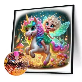 5D DIY Full Round Drill Diamond Painting Unicorn Kit Home Decor Art Craft40x40cm