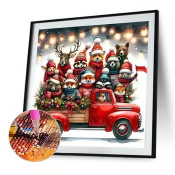 5D DIY Full Round Drill Diamond Painting Xmas Animal Party Decor Art 40x40cm #