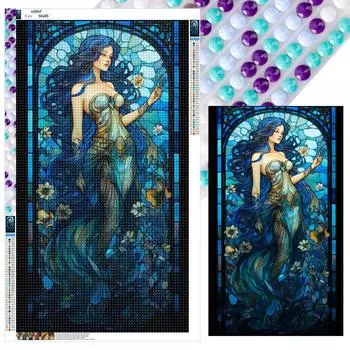 5D DIY Full Round Drill Diamond Painting Girl Kit Home Decor Art Craft 50x85cm #