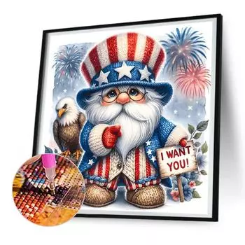 5D DIY Full Round Drill Diamond Painting Gnome Kit Home Decor Art Craft 30x30cm