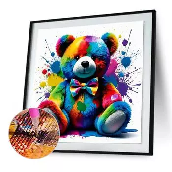 5D DIY Full Round Drill Diamond Painting Bear Kit Home Decor Art Craft 40x40cm U