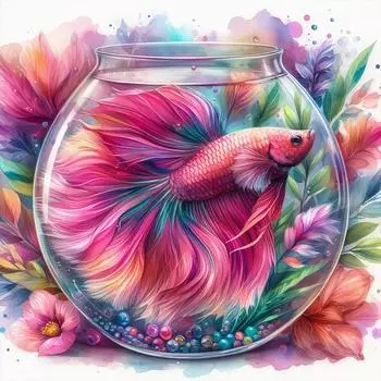 5D DIY Full Round Drill Diamond Painting Goldfish Home Decor Art Craft 40x40cm A