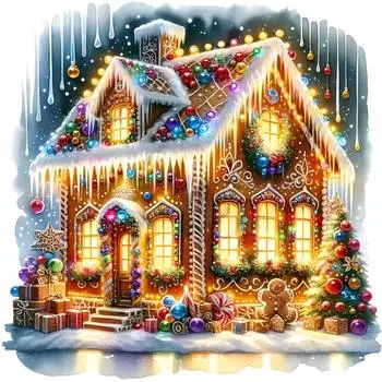 5D DIY Full Round Drill Diamond Painting Xmas House Decor Art Craft 30x30cm