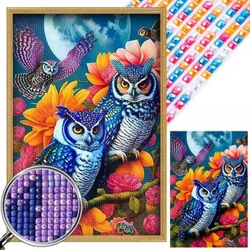 5D DIY Full Square Drill Diamond Painting Owl Kit Home Decor Art 45x65cm AU