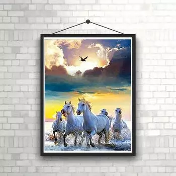 5D DIY горный хрусталь без рамы алмазная живопись, скачущий конь узор мозаика горный хрусталь набор алмазов картина, комплект картин с бриллиантами Round drill 30x40cm