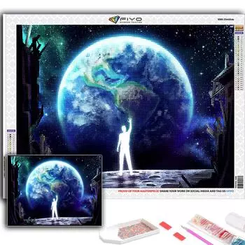 5D DIY Художественная Луна и звездное небо вышивка крестиком Стразы Алмазный рисунок Вышивка Мозаика Домашний декор Full Round 20X30CM