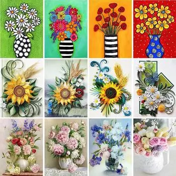 5D DIY картина полная круглая ваза для цветов комплект вышивка мозаика художественная картина вышивка крестиком стикер подарок украшение дома Full Round 20x30CM