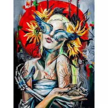 5D DIY комплект алмазной живописи аниме Хэллоуин девушка призрак тигр полная круглая алмазная мозаика вышивка горный хрусталь вышивка крестом домашний декор Full Round 20x25CM