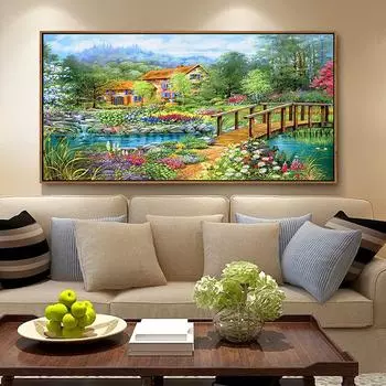 5d Diy комплект алмазной живописи хижина речной пейзаж полная дрель Алмазная вышивка мозаика пейзаж вышивка крестиком Лидер продаж художественный декор 30x60CM