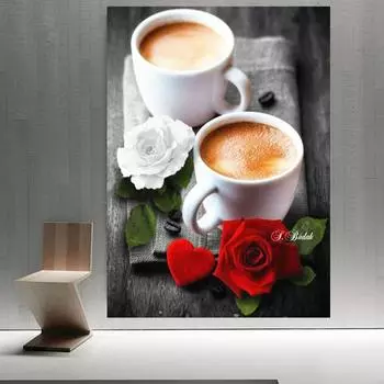 5D DIY комплект алмазной живописи послеобеденный чай кофе фотографии стразы Алмазная вышивка мозаика мультфильм домашний декор Full Round 30x40cm