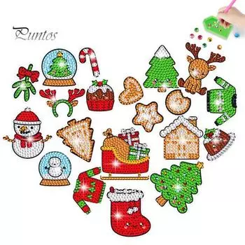 5D DIY красочные наклейки со стразами различные рождественские елочные наклейки в форме снеговика и оленя блестящие наклейки со стразами Sets