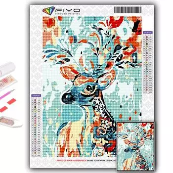5D DIY красочные животные олень вышивка крестом стразы Алмазный рисунок вышивка мозаика домашний декор Full Round 20X30CM