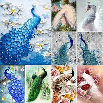 5D DIY круглая алмазная живопись животное Алмазная вышивка Павлин комплект для вышивки крестом горный хрусталь мозаика картина украшение дома подарок Full Round 20x30CM