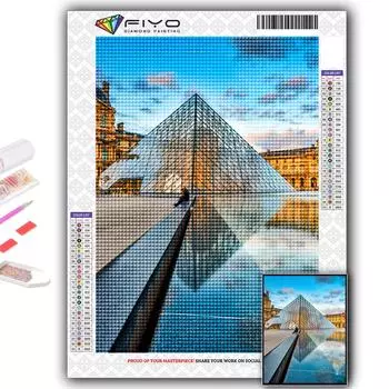 5D DIY Лувр Музей вышивки крестом Стразы Алмазный рисунок Вышивка Мозаика Домашний декор Full Round 20X30CM