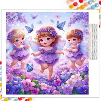5D DIY Милый ребенок Ангел Цветы Бабочка Алмазная картина Наборы для вышивки крестом Вышивка Мозаика Горный хрусталь Мультфильм Творческие хобби Домашний декор Ремесла 20x20cm