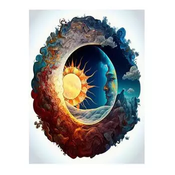 5D DIY MosaicCelestial Sun And Moon Full Rhinestones Diamond Painting Cross Stitch Diamond Embroidery Decor Home Decoration Full Round 20x30CM