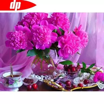 5D DIY Мозаика Алмазная картина Цветок и фрукты Полный круглый домашний декор Картина 20X30CM