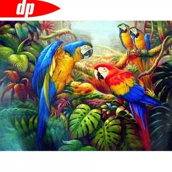5D DIY Мозаика Попугай Алмазная картина Животное Полный круглый домашний декор Картина 20X30CM