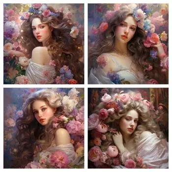 5D Diy мультфильм алмазная живопись девушка и цветы полная мозаика со стразами алмазная живопись вышивка крестиком комплект Full Round 20x20CM