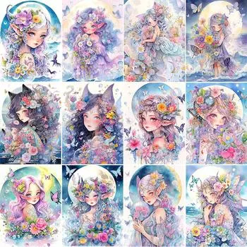 5d diy мультфильм алмазная живопись, цветочная вышивка, девичник, полный круг алмазная вышивка крестиком, художественное украшение дома, подарок для хобби Full Round 20x30CM