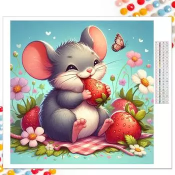 5D DIY мультфильм милая мышь ест клубнику алмазная живопись наборы для вышивки крестом вышивка мозаика животное горный хрусталь творческое хобби домашний декор ремесла 20x20cm