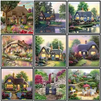 5D Diy Новые алмазные картины, полные бриллиантов, пейзажи, коттеджи, алмазные картины, стразы, вышивка крестиком, домашний декор 30x30cm