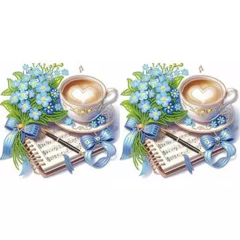 5D DIY Partial Special Shaped Drill Diamond Painting Coffee Flower Kit 30x30cm