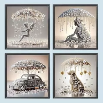 5D DIY Partial Special Shaped Drill Diamond Painting Kit Umbrella Decoration