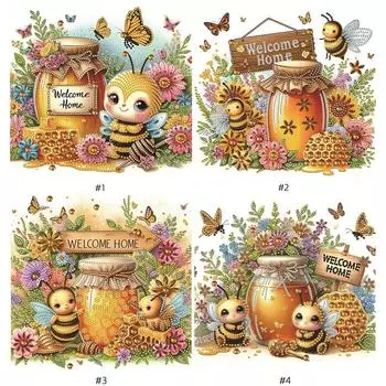 5D DIY Partial Special Shaped Drill Diamond Painting Kit Bee Decoration # LY406