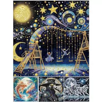 5D DIY Partial Special Shaped Drill Diamond Painting Kit Moon Decoration UK AT774