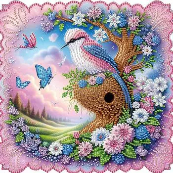 5D DIY Partial Special Shaped Drill Diamond Painting Kit Bird Decoration 30x30cm AT855
