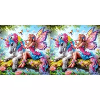 - 5D DIY Partial Special Shaped Drill Diamond Painting Girl Unicorn Kit 55x55cm