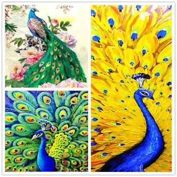 5D DIY Павлин Алмазная картина Набор Вышивка DIY Вышивка крестом Домашний декор 30*40 см Full Round 20x30CM