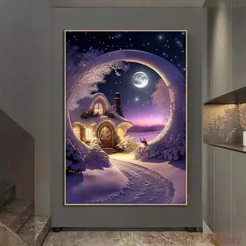 5D DIY пейзаж алмазная живопись снежный дом дорожный пейзаж Алмазная вышивка наборы крестиков Алмазная мозаика подарок S462 Full Round 30x45CM