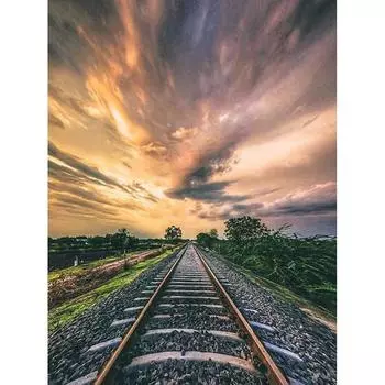 5D DIY Полная Алмазная картина Вышивка крестом Железная дорога Вид 3D Алмазная вышивка Домашний декор 20X30CM
