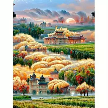 5D Diy Полная алмазная живопись Пейзажная вышивка Мозаичный комплект Рукоделие Искусство Домашний декор 30x40 см/12x16 дюймов 30x40cm NO Frame